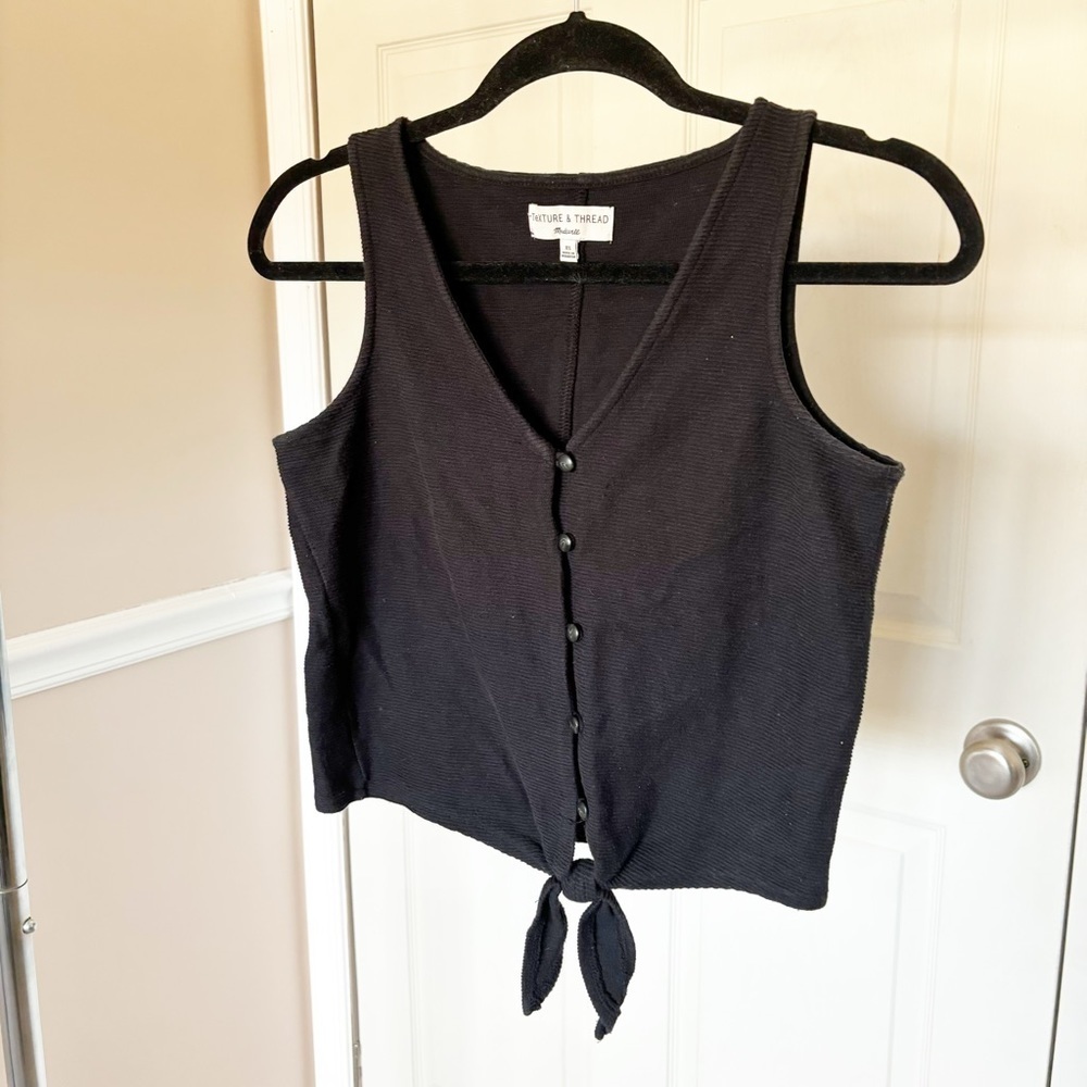 Madewell Black Tank with Button Closure Size Extra Small